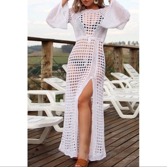 Twelve Thirty Four Swim Nwt White Crochet Knit Swimsuit Cover Up